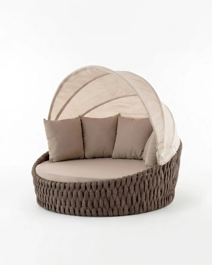Outdoor canopy daybed with round seating and cushions Craftnika