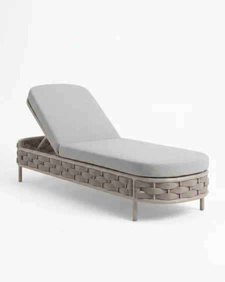 Outdoor sun lounger with rope weaving base and cushion Craftnika